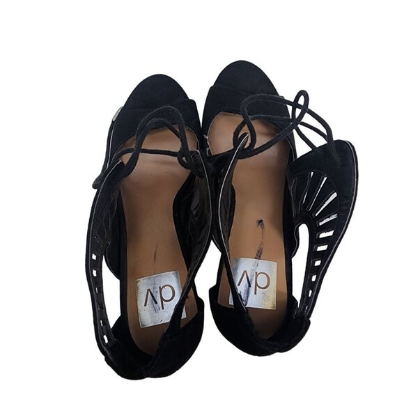 Dolce‎ Vita Black Faux Suede Cut Out Cage Lace Up Open Toe Pump Women's Size 6.5 - Picture 5 of 12